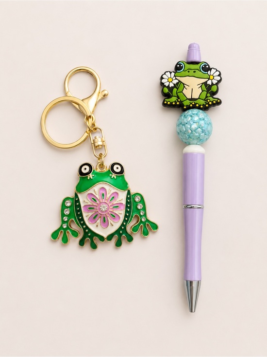 Accessories | Whimsical Frog Keychain Lavender Frog Pen Set | Poshmark